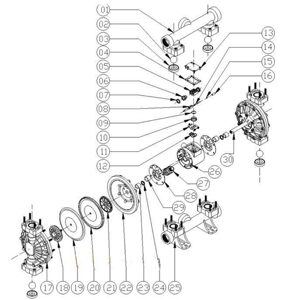 大東海泵業(yè)氣動(dòng)隔膜泵解剖圖